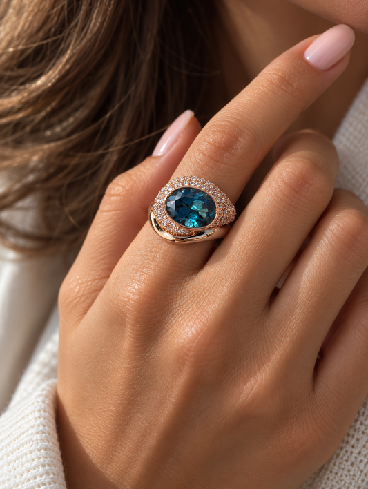 Vortice Ring in London Blue Topaz