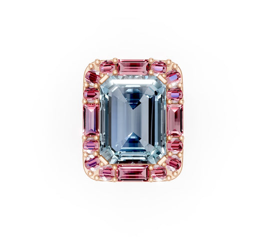 Aquamarine and Tourmaline Ring